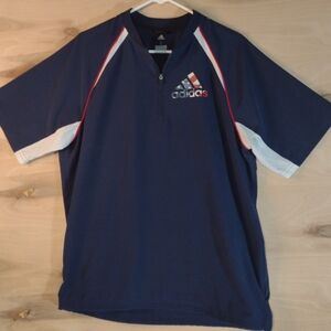 Adidas Navy Polo with White & Red Trim Zip Front